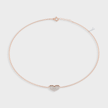 Round cut lab grown diamond heart chain bracelet in rose gold customizable luxury jewelry
