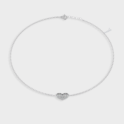 Round cut lab grown diamond heart chain bracelet in 950 platinum fine jewelry