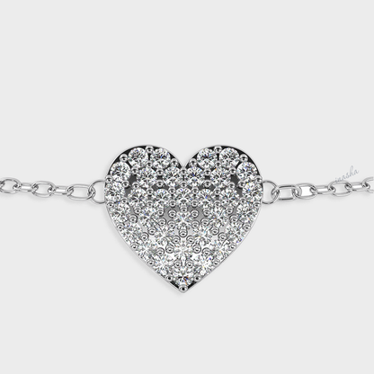 Hallmarked white gold and platinum lab grown diamond heart chain bracelet GLI certified luxury