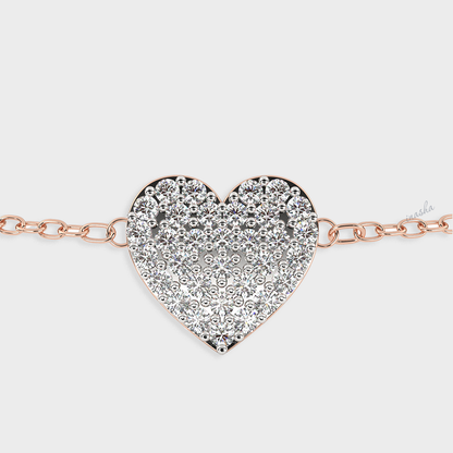 Hallmarked rose gold lab grown diamond heart chain bracelet GLI certified elegant design