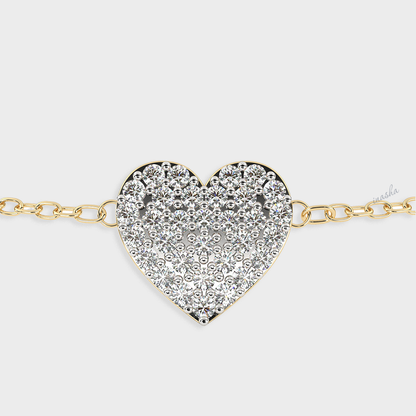 Hallmarked yellow gold lab grown diamond heart chain bracelet GLI certified elegant design