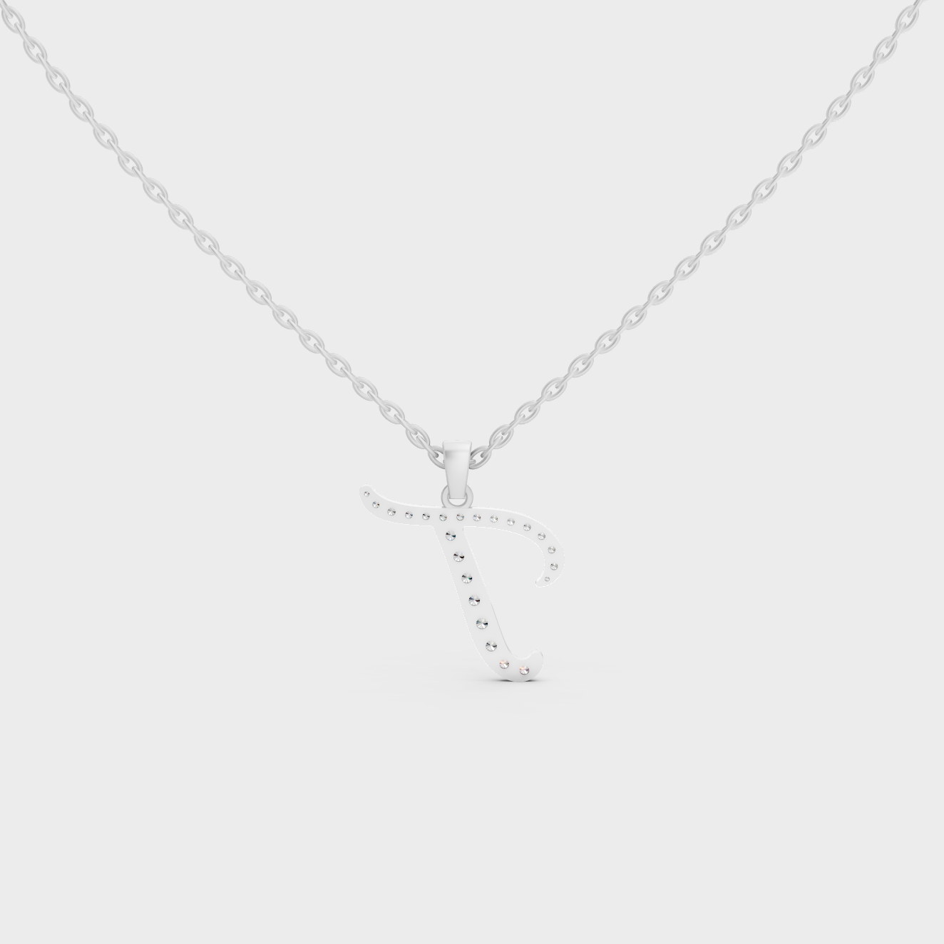 Hypoallergenic 950 Platinum "T" Alphabet Lab Grown Diamond Pendant with Matching Chain