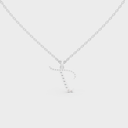 Hypoallergenic 950 Platinum "T" Alphabet Lab Grown Diamond Pendant with Matching Chain