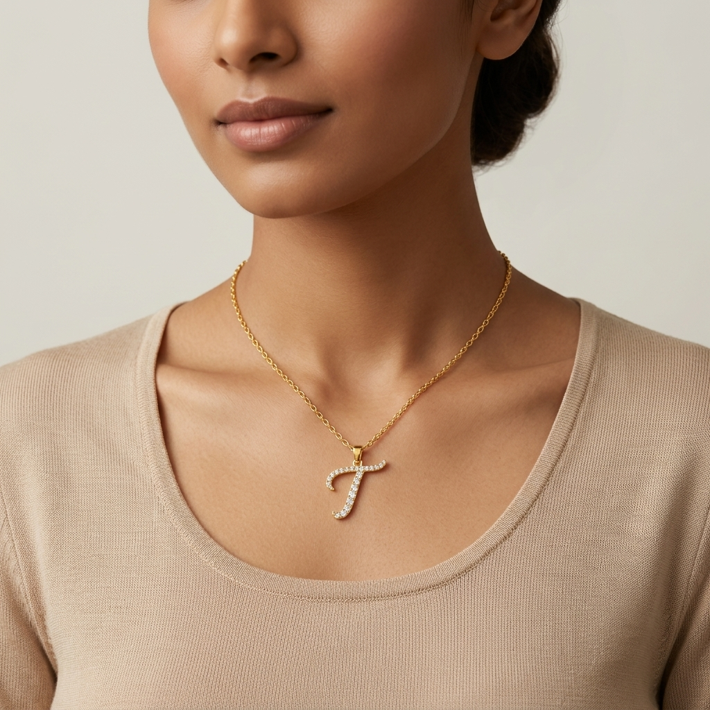 Shop our custom "T" Alphabet Lab Grown Diamond Pendant with Chain. Available in 9K, 14K, 18K Yellow, White, Rose Gold & 950 Platinum. Ethical luxury worldwide.