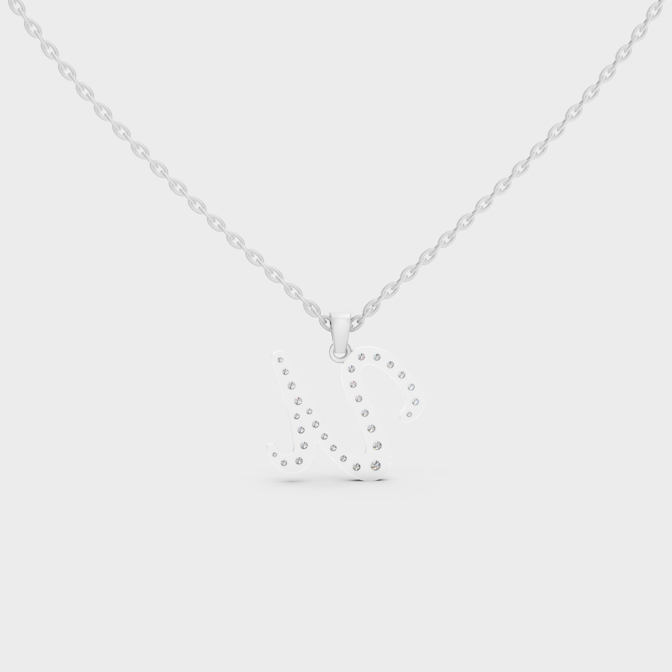 Hypoallergenic 950 Platinum "U" Alphabet Lab Grown Diamond Pendant with Matching Chain