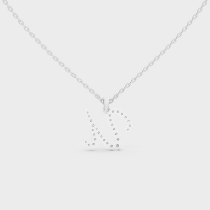 Hypoallergenic 950 Platinum "U" Alphabet Lab Grown Diamond Pendant with Matching Chain