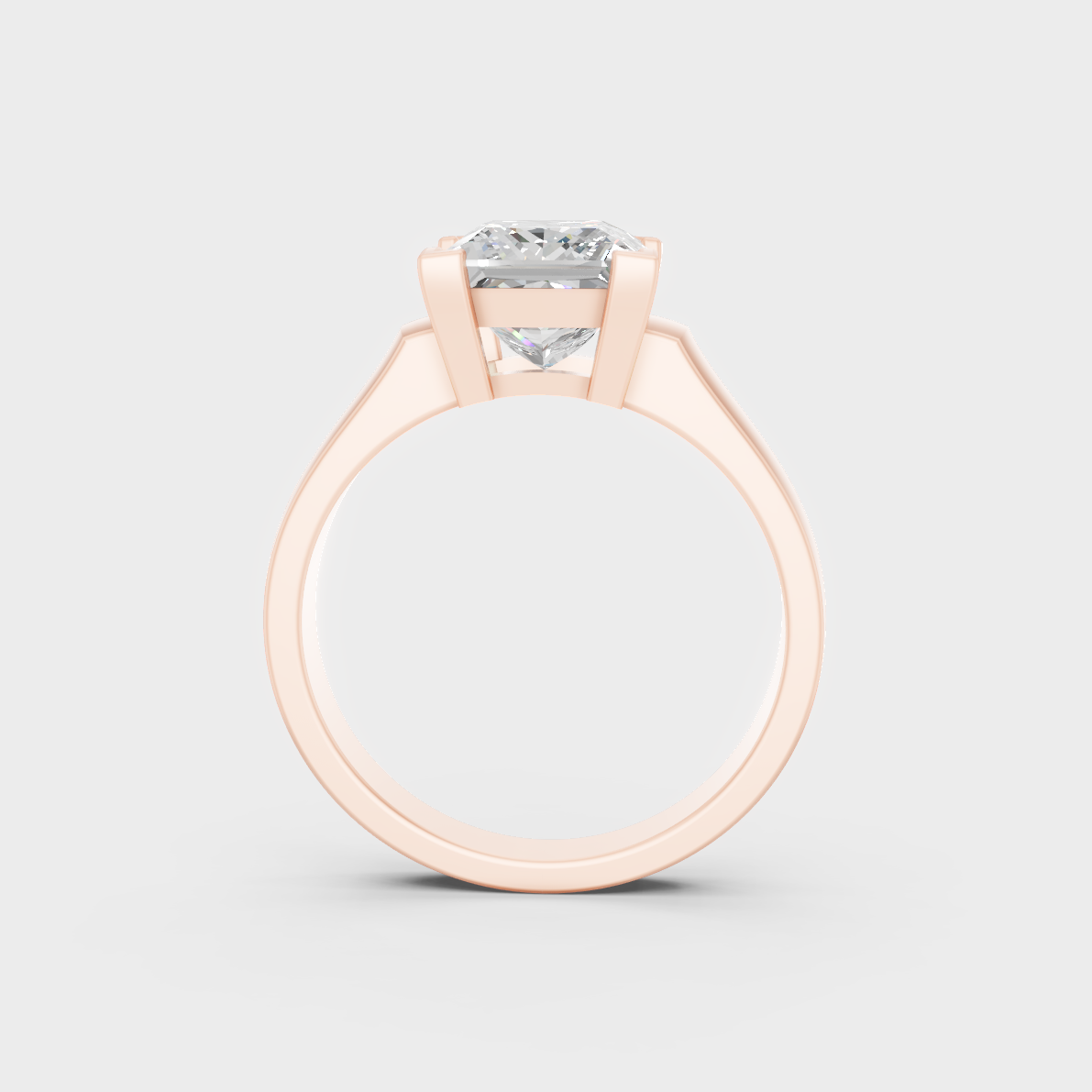 Unique 2 Carat Princess-Cut Lab-Grown Diamond Solitaire Ring with modern appeal in 9K Rose Gold.