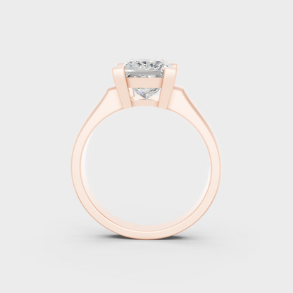Unique 2 Carat Princess-Cut Lab-Grown Diamond Solitaire Ring with modern appeal in 9K Rose Gold.