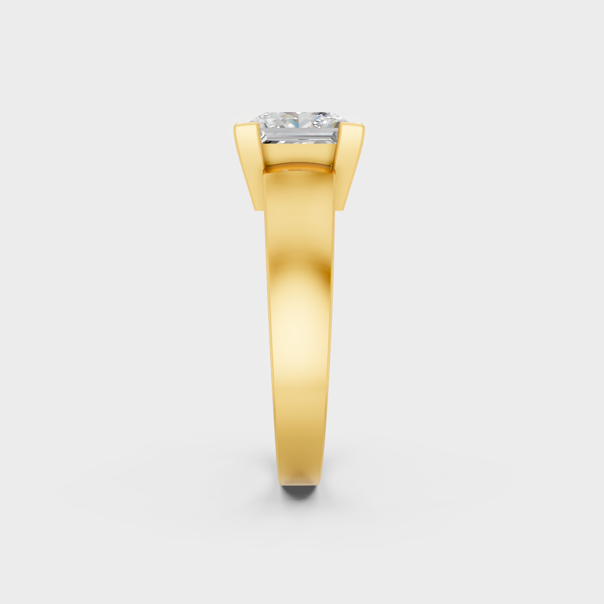 Luxury 2 Carat Princess Cut Solitaire Ring with brilliant styling in 9K Yellow Gold.