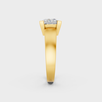 Luxury 2 Carat Princess Cut Solitaire Ring with brilliant styling in 9K Yellow Gold.