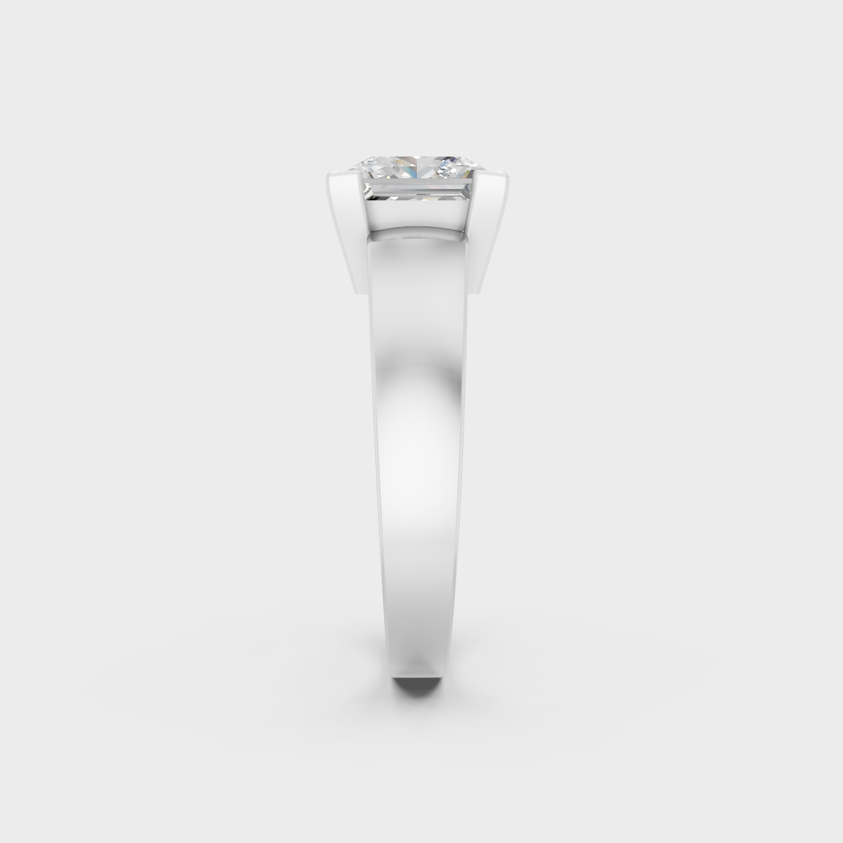 Top-Down View of 2 Ct Princess Lab-Grown Diamond Solitaire Ring showcasing brilliant clarity in 950 Platinum.