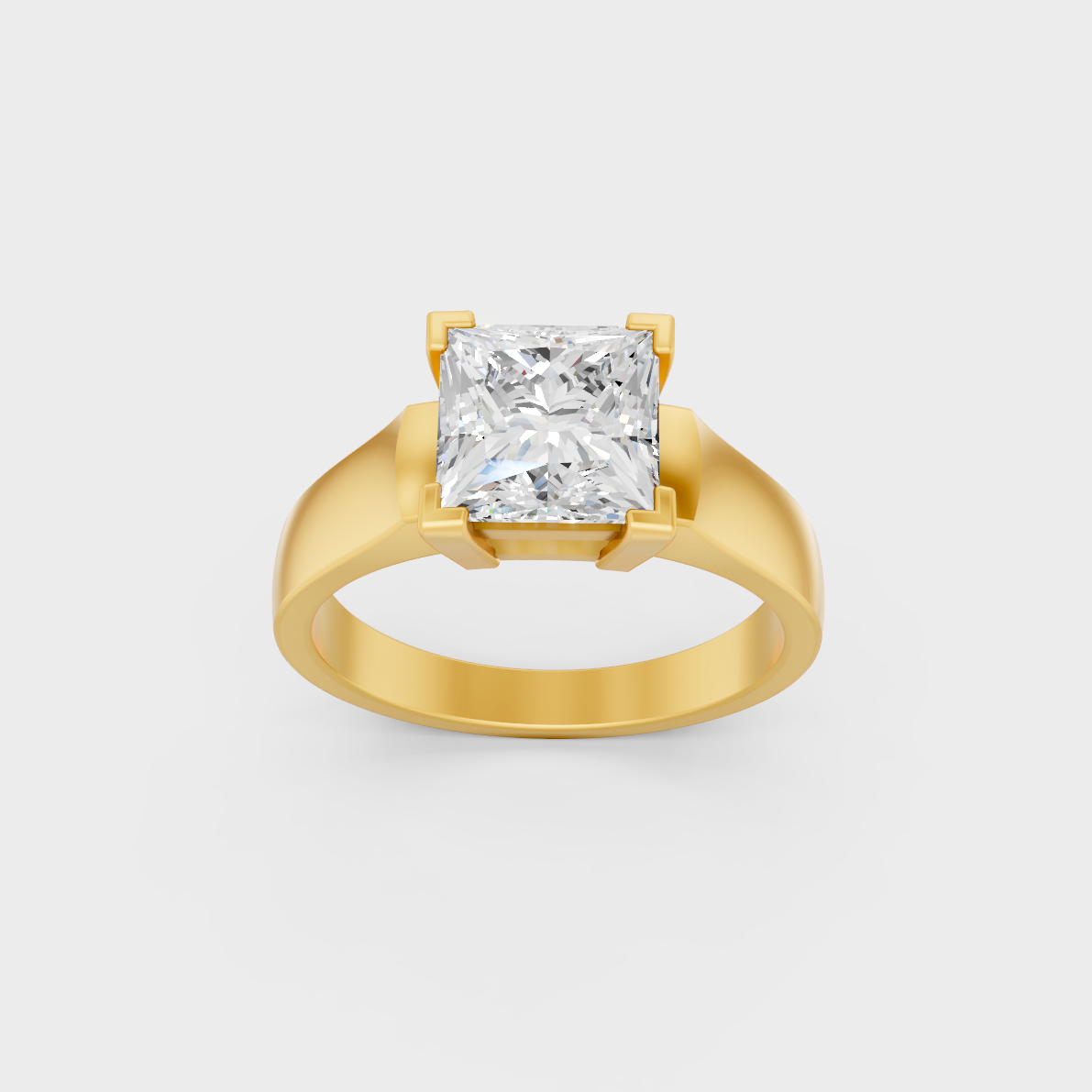 Majestic 2 Ct Princess Lab-Grown Diamond Engagement Ring in a polished 14K Yellow Gold setting.