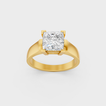 Majestic 2 Ct Princess Lab-Grown Diamond Engagement Ring in a polished 14K Yellow Gold setting.