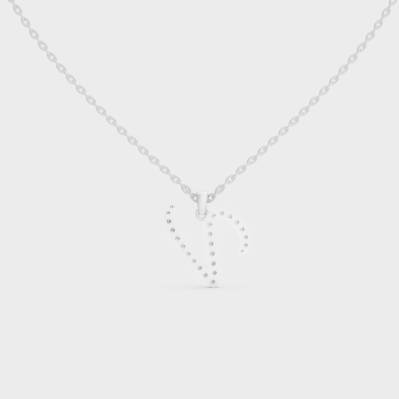 "V" Alphabet Lab Grown Diamond Pendant with Chain