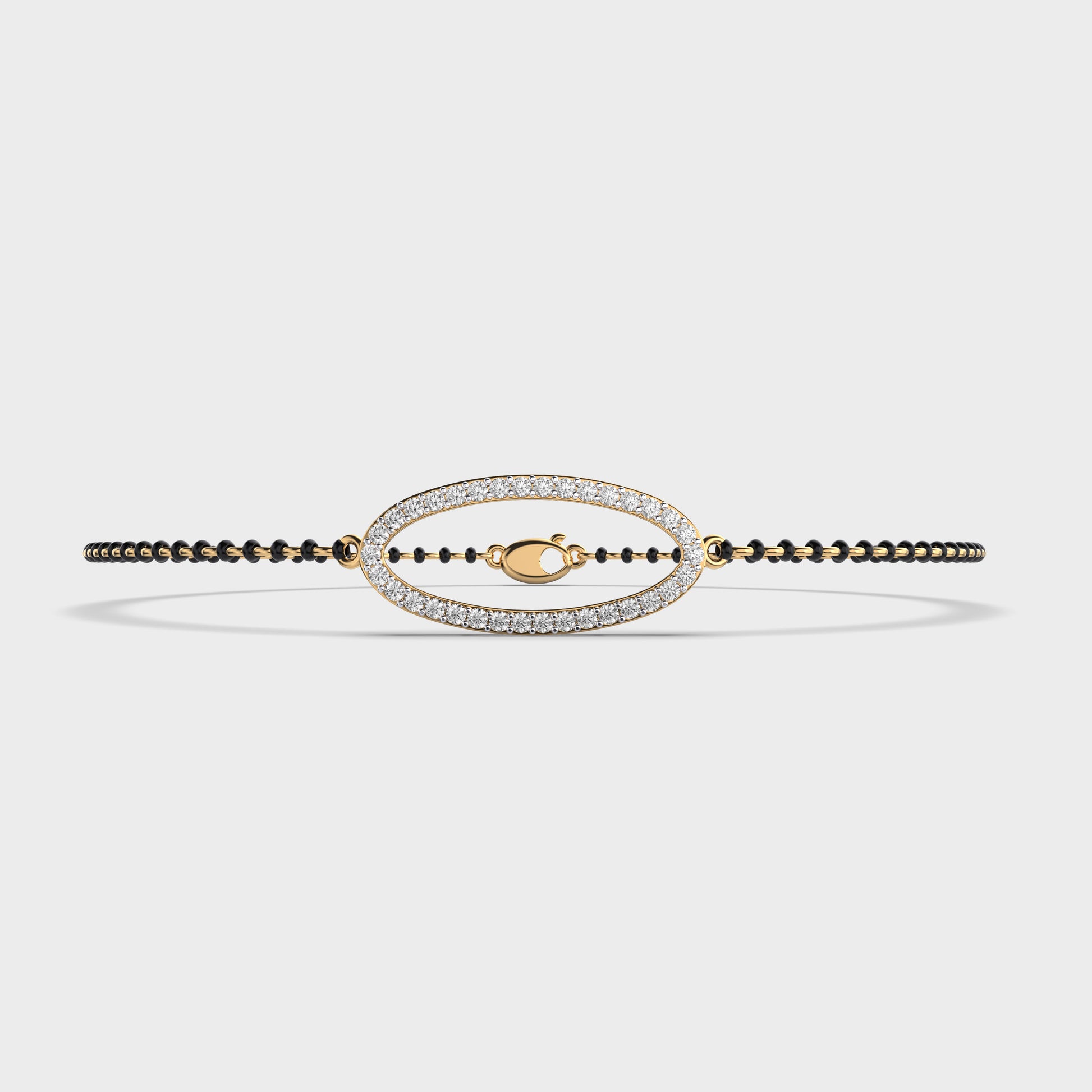 Classic yellow gold Mangalsutra bracelet featuring round lab diamond