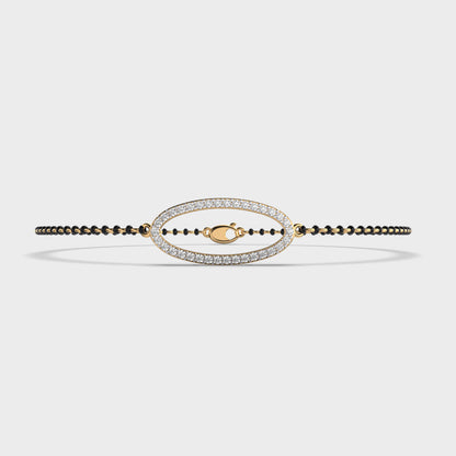 Classic yellow gold Mangalsutra bracelet featuring round lab diamond