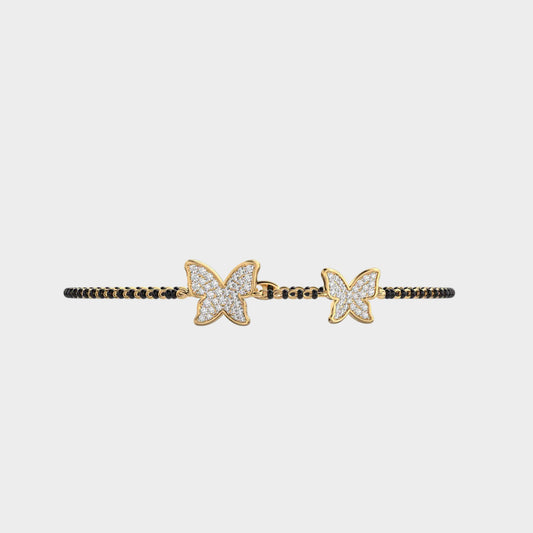 Gli certified round-cut lab-grown diamond Mangalsutra bracelet in 18K yellow gold