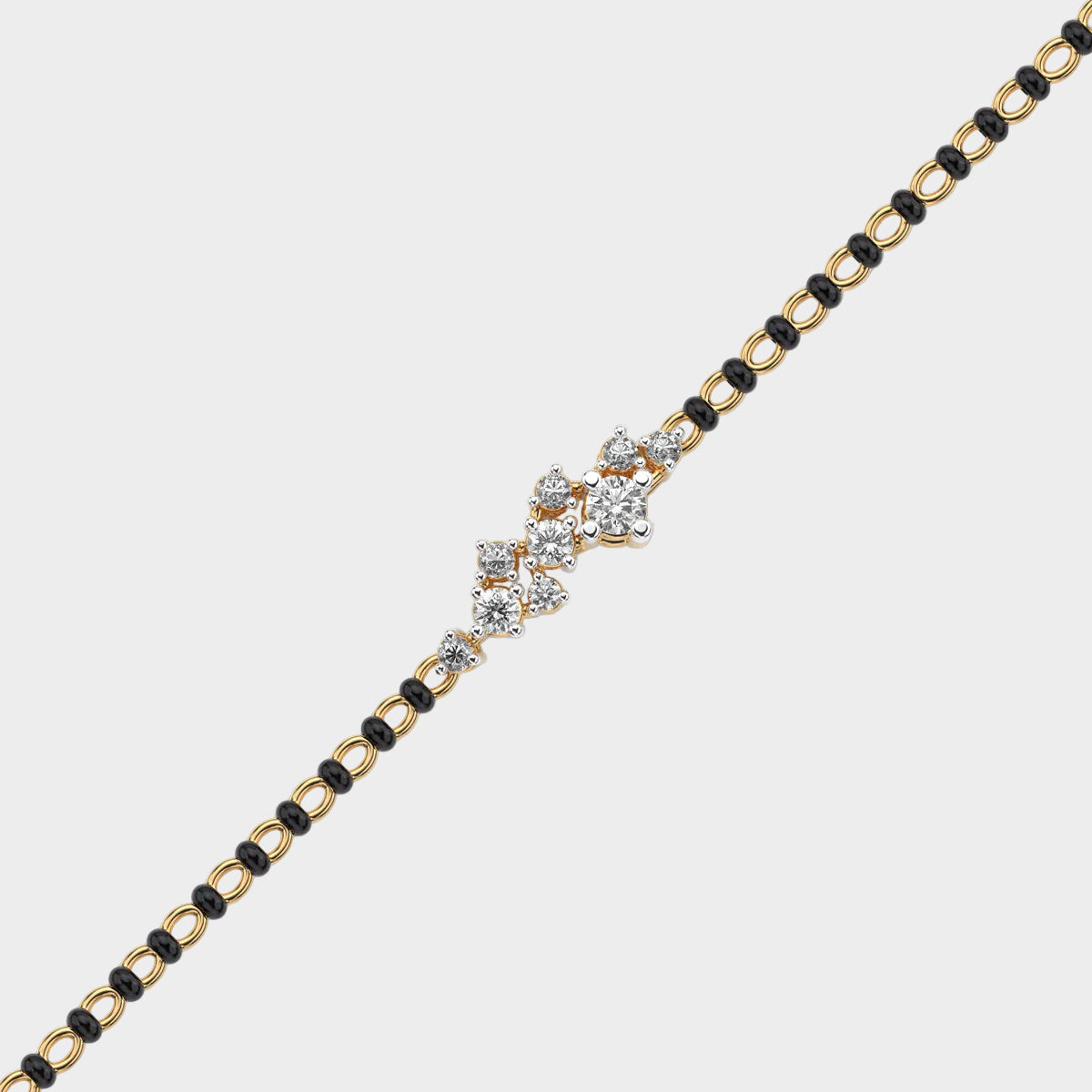 Classic yellow gold Mangalsutra bracelet featuring round lab diamond