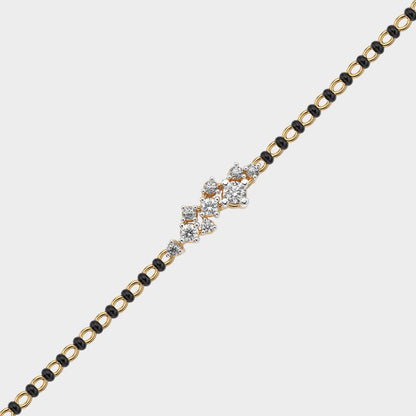 Classic yellow gold Mangalsutra bracelet featuring round lab diamond