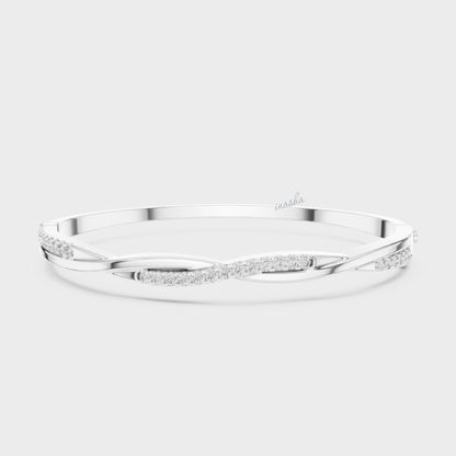 Elegant Lab-Grown Diamond Kada Bracelet White Gold Jewellery