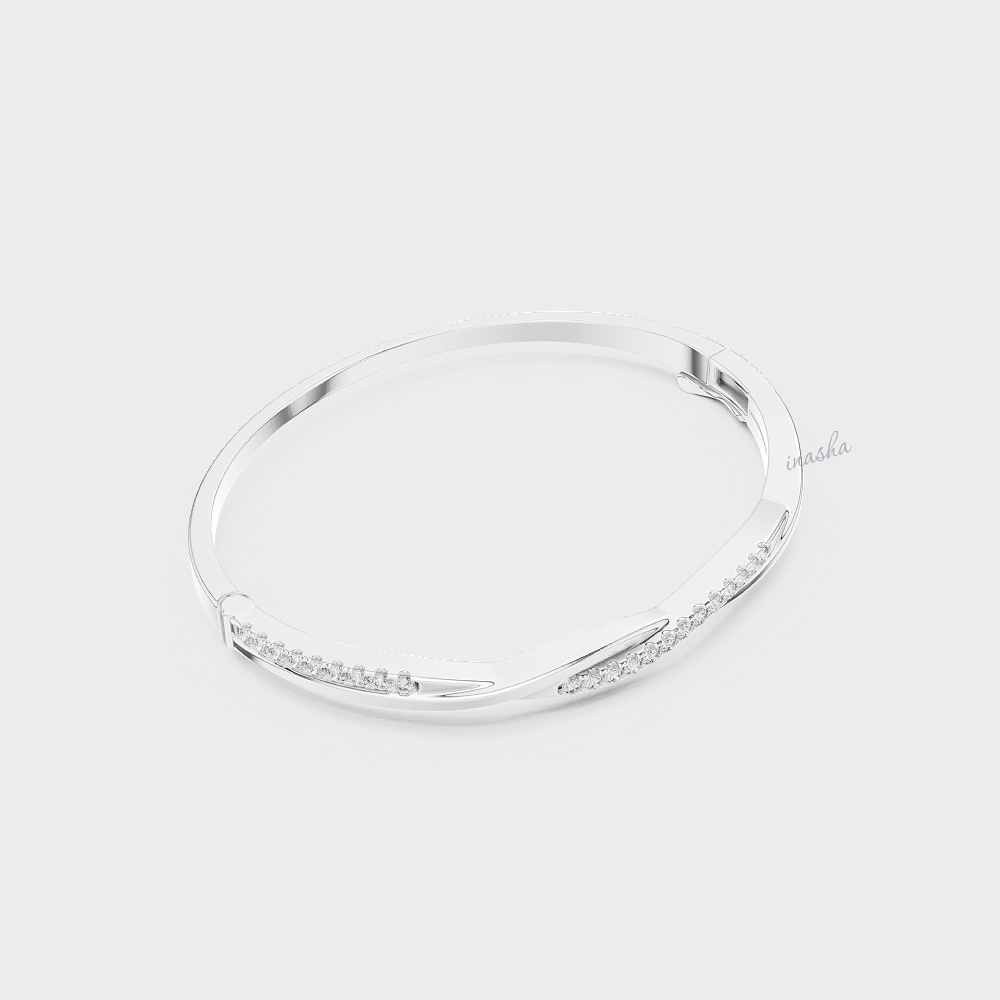 Certified Lab Diamond Kada Bracelet Round Cut in 950 Platinum