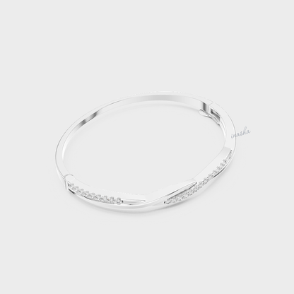 Certified Lab Diamond Kada Bracelet Round Cut in 950 Platinum