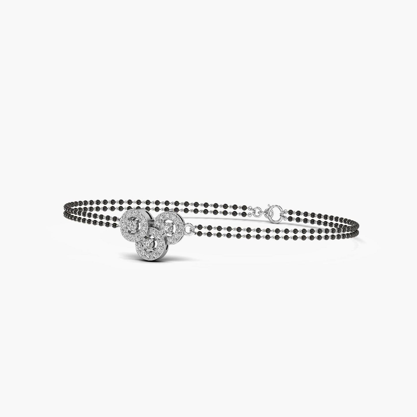High-polish 950 platinum lab diamond bracelet for a brilliant, modern Mangalsutra