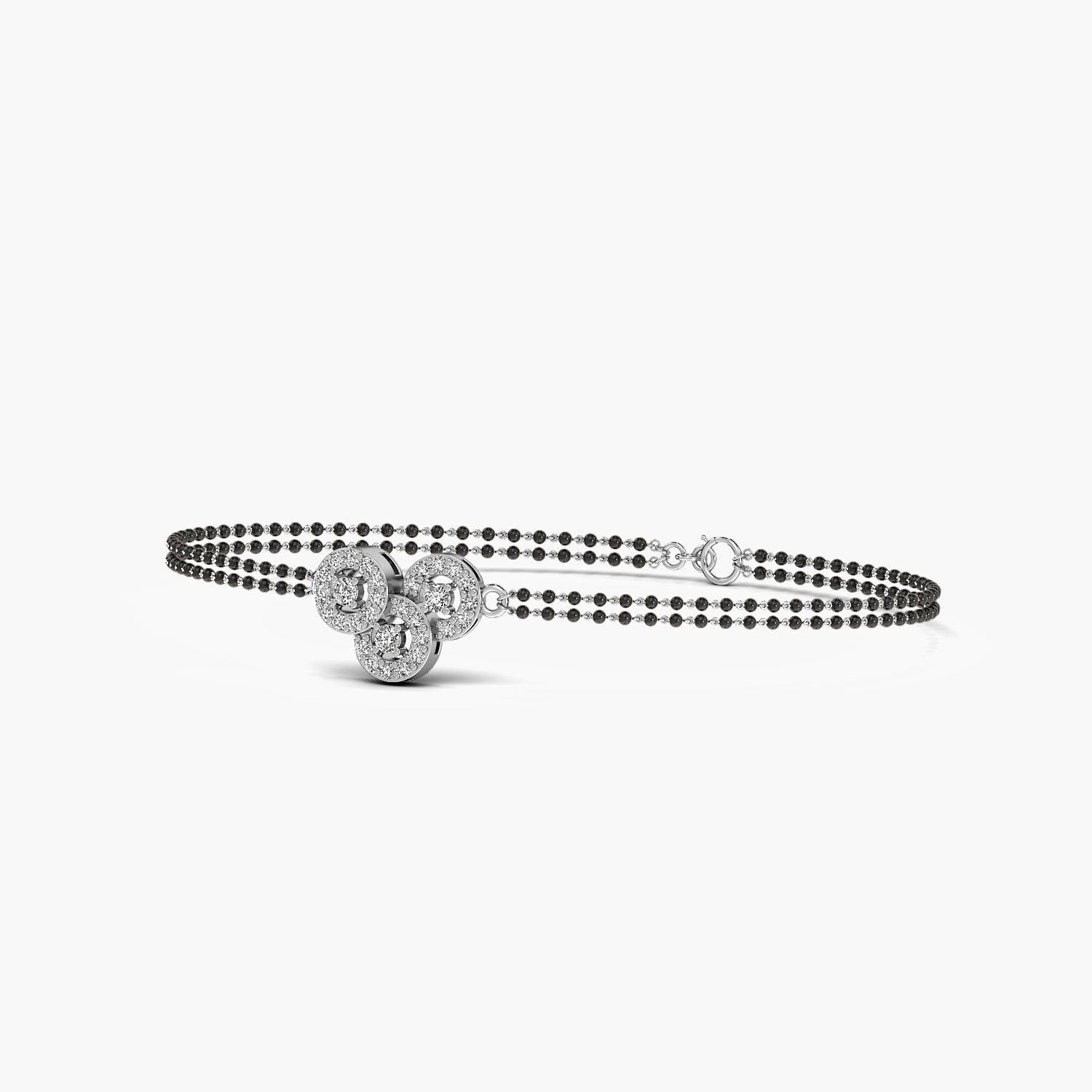 High-polish 950 platinum lab diamond bracelet for a brilliant, modern Mangalsutra