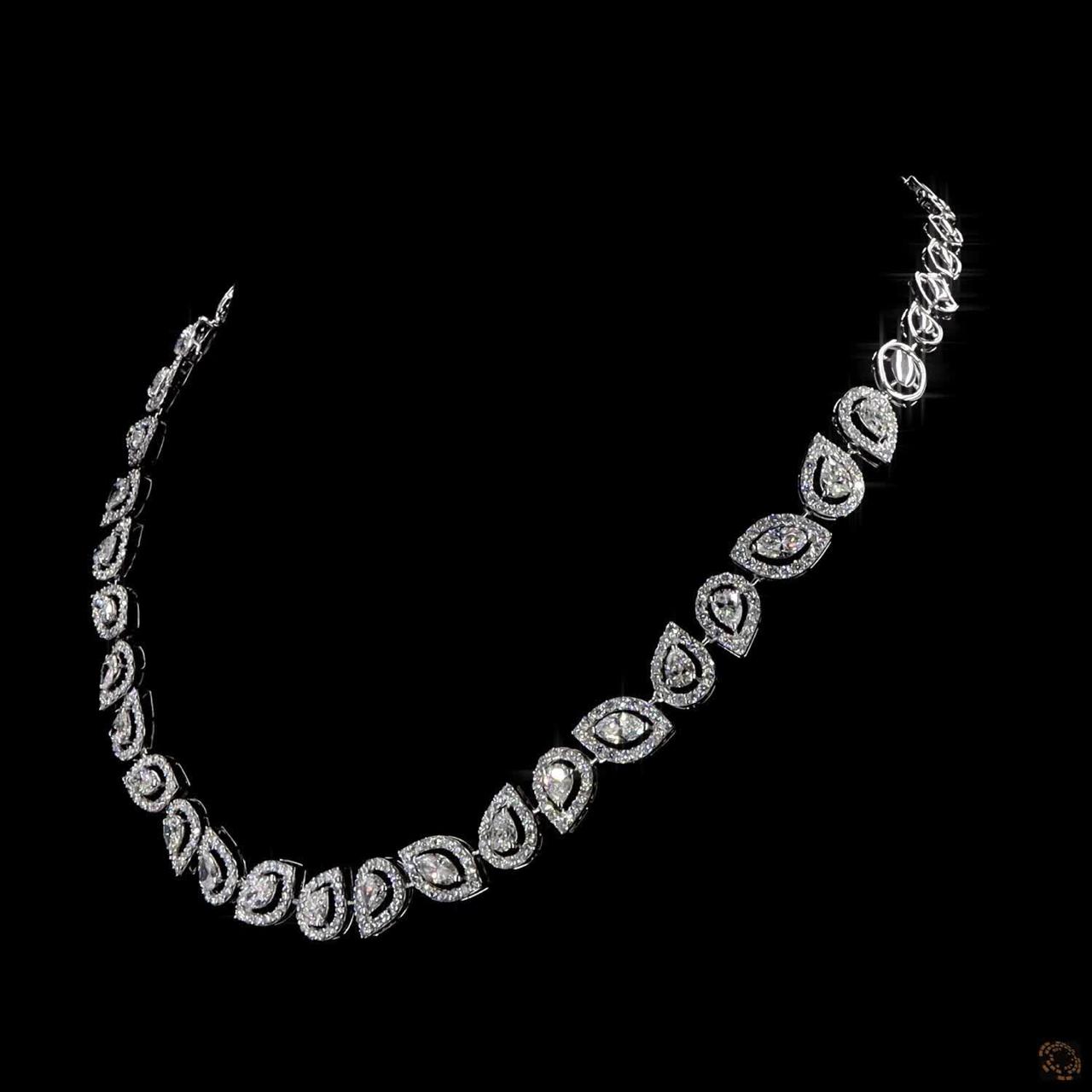 Luxury 10.50 Ct Lab-Grown Multishape Halo Diamond Tennis Necklace In Hallmarked White Gold