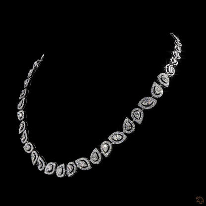 Luxury 10.50 Ct Lab-Grown Multishape Halo Diamond Tennis Necklace In Hallmarked White Gold