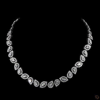 10.50 Ct Lab-Grown Multishape Halo Diamond Tennis Necklace In 14K White Gold – GLI Certified