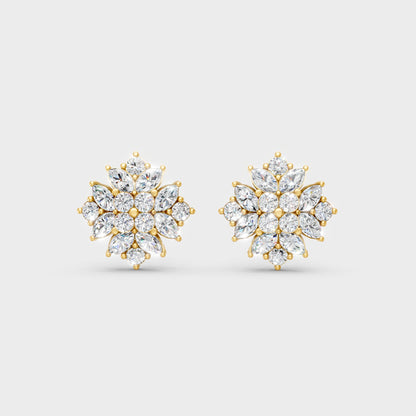 Radiant Yellow Gold Mixed-Cut Earrings With Certified 2.6 Ct Total Weight Diamonds 