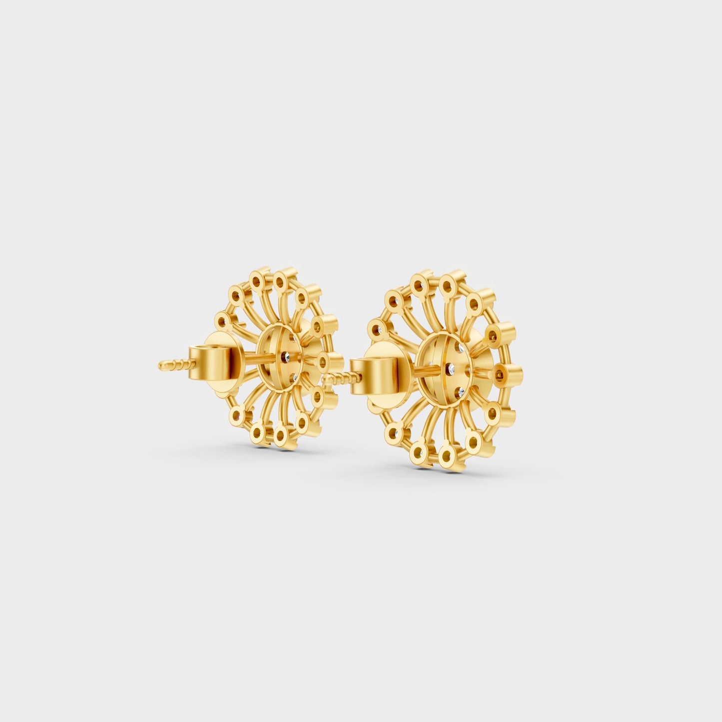  Hallmarked 18K Yellow Gold Stud Earrings With Brilliant Round Lab Diamonds