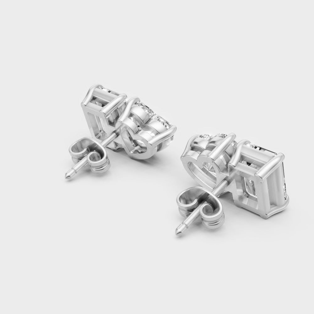 Toi-Et-Moi Emerald And Heart Cut 4 Carat Lab-Grown Diamond Stud Earrings In 950 Platinum – Certified Diamond Premium Jewelry