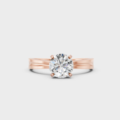 Unique Rose Gold Ring Featuring A Igi Certified Round Lab Diamond Solitaire