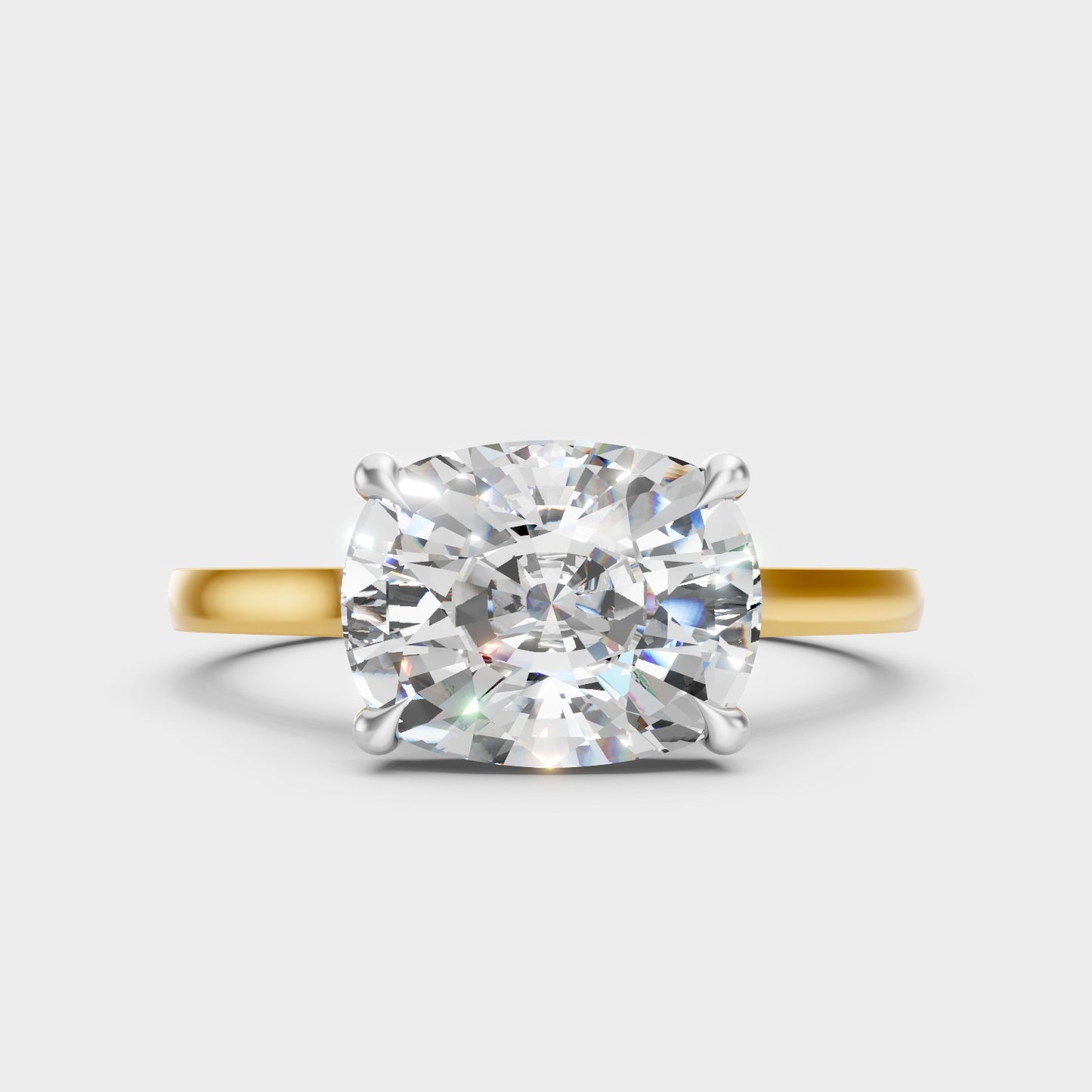 Unique Multi-Tone Gold Engagement Ring Featuring A 2.75Ct Cushion Lab Diamond