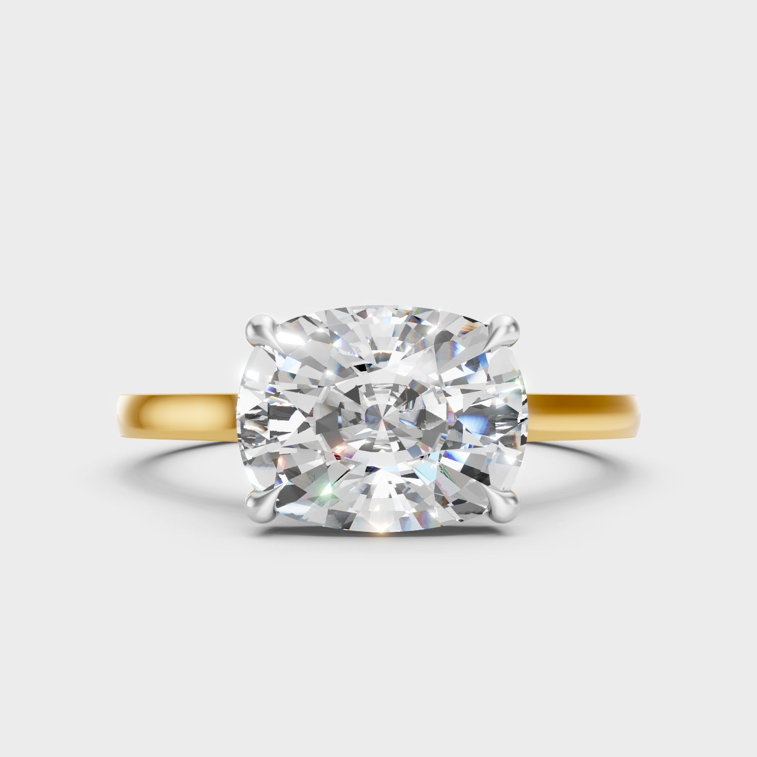 Unique Multi-Tone Gold Engagement Ring Featuring A 2.75Ct Cushion Lab Diamond