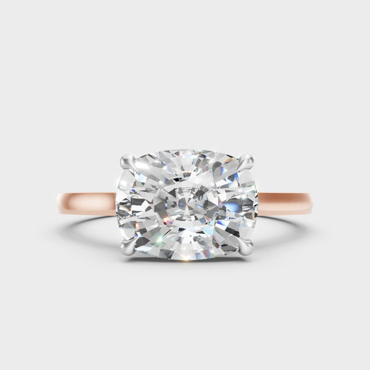Certified Cushion-Cut Lab-Grown Diamond Ring In Multi-Tone Gold