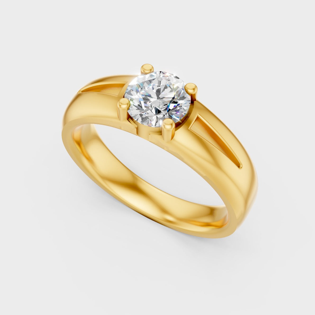 Yellow Gold Men's ring with a diamond