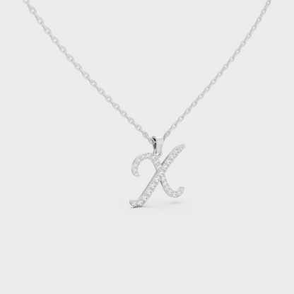 Hypoallergenic 950 Platinum "X" Alphabet Lab Grown Diamond Pendant with Matching Chain