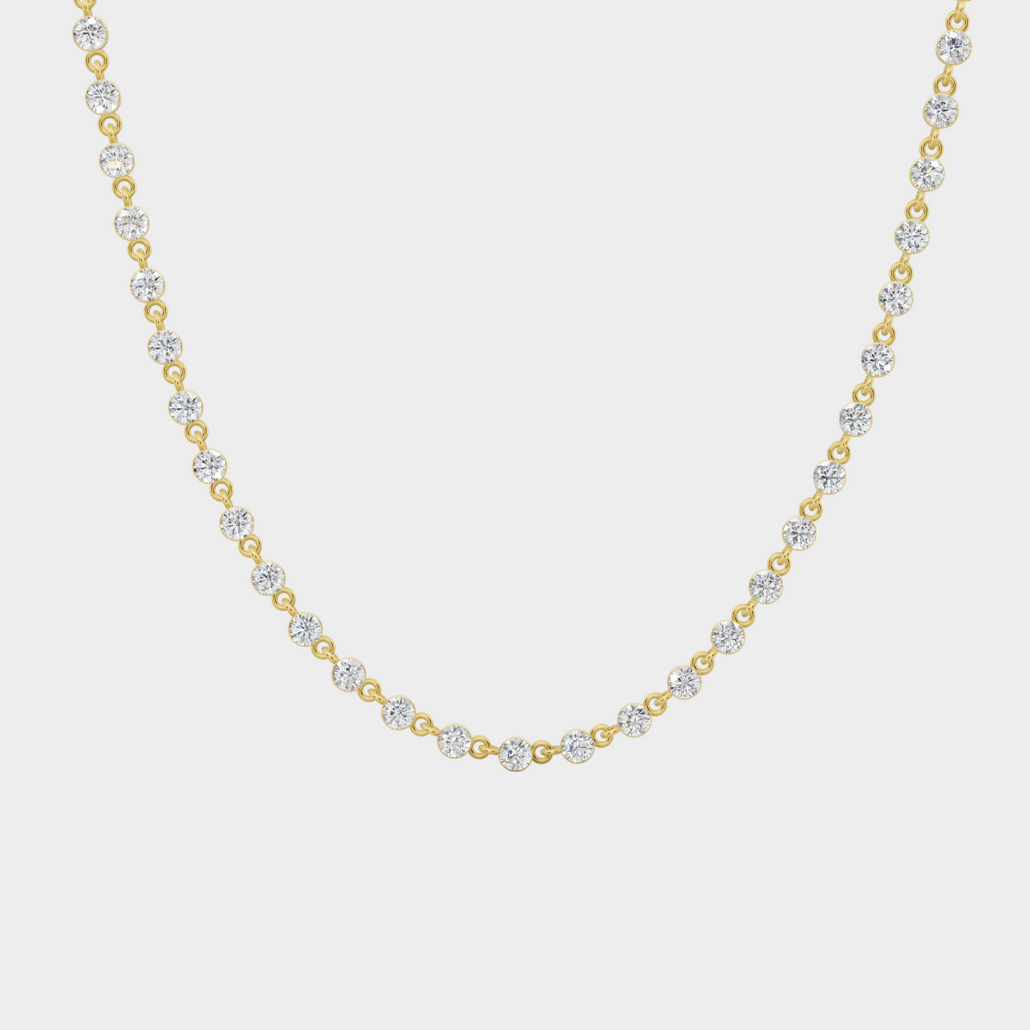 7.9 Ct Round Cut Lab-Grown Diamond Tennis Necklace In 14K Yellow Gold