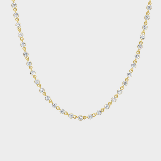 7.9 Ct Round Cut Lab-Grown Diamond Tennis Necklace In 14K Yellow Gold