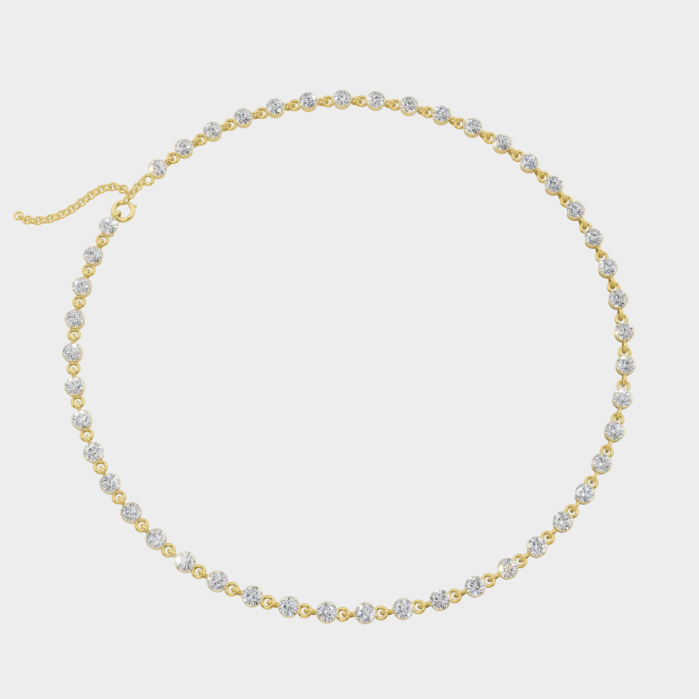 Certified Lab-Grown Diamond Tennis Necklace In Hallmark 14K Yellow Gold