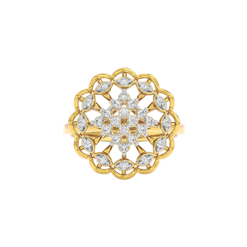 Sustainable Yellow Gold Cocktail Ring With Gli Certified Round-Cut Lab-Grown Diamonds