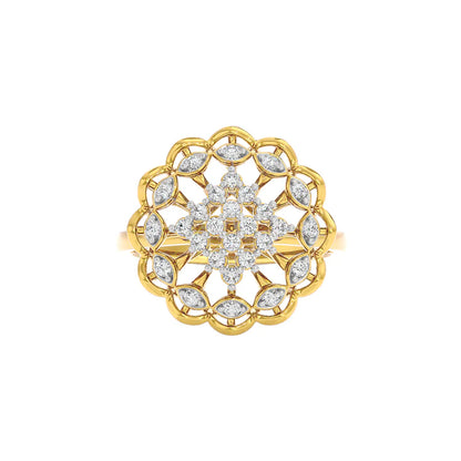 Sustainable Yellow Gold Cocktail Ring With Gli Certified Round-Cut Lab-Grown Diamonds
