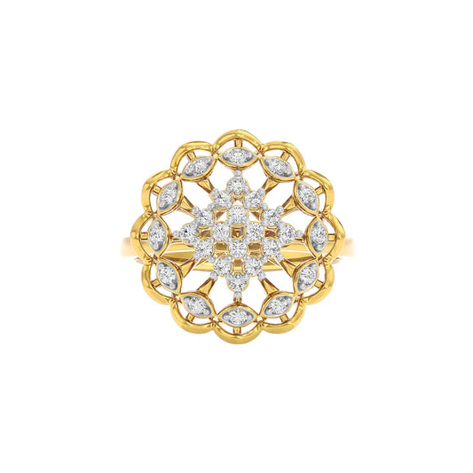 Sustainable Yellow Gold Cocktail Ring With Gli Certified Round-Cut Lab-Grown Diamonds