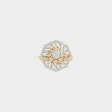 Sustainable Yellow Gold Cocktail Ring With Gli Certified Round-Cut Lab-Grown Diamonds