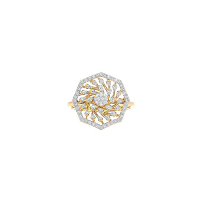Sustainable Yellow Gold Cocktail Ring With Gli Certified Round-Cut Lab-Grown Diamonds