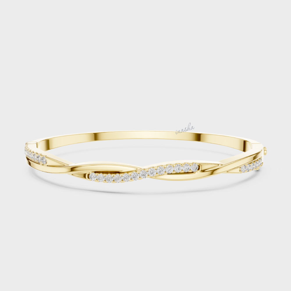Certified Lab Diamond Kada Bracelet Hallmark Yellow Gold