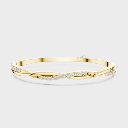 Certified Lab Diamond Kada Bracelet Hallmark Yellow Gold